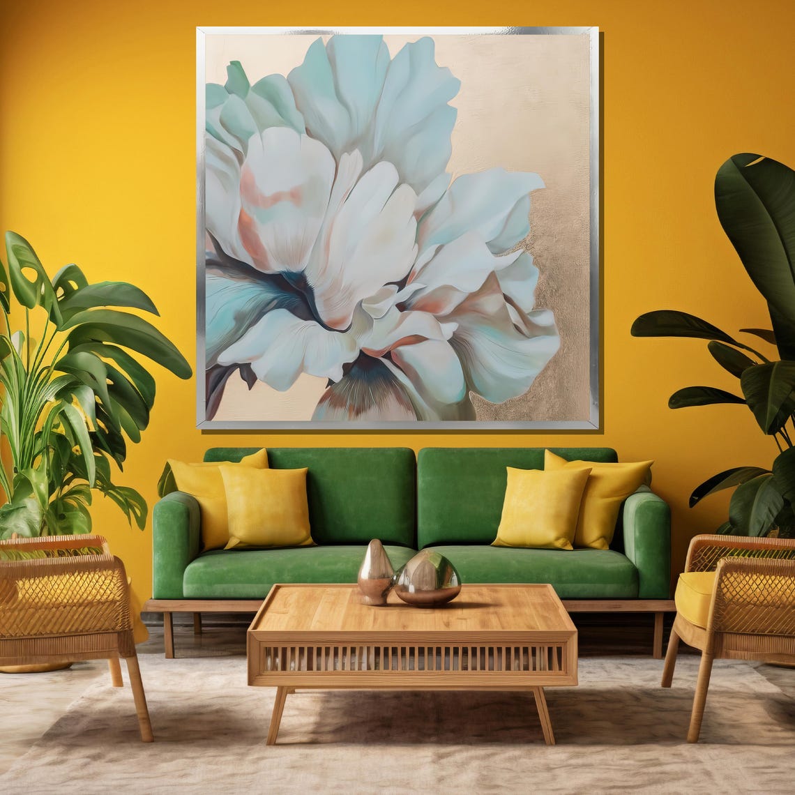 Pastel Blue and Blush Bloom Close Up in a Dreamy Floral Poster - Image 3