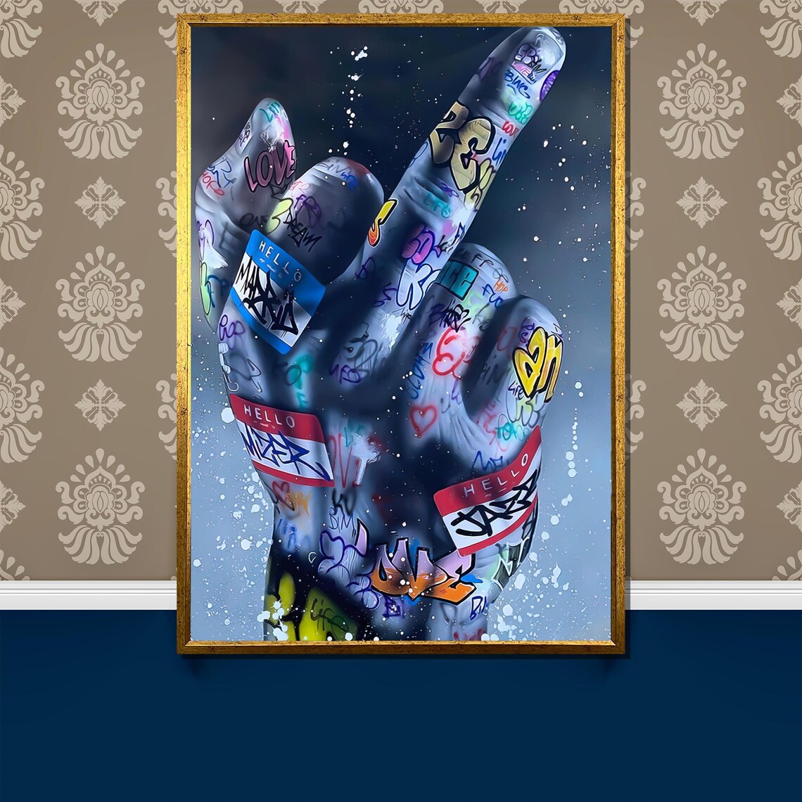 Graffiti Hand Gesture Sticker Bomb Street Art Edgy Poster Gift