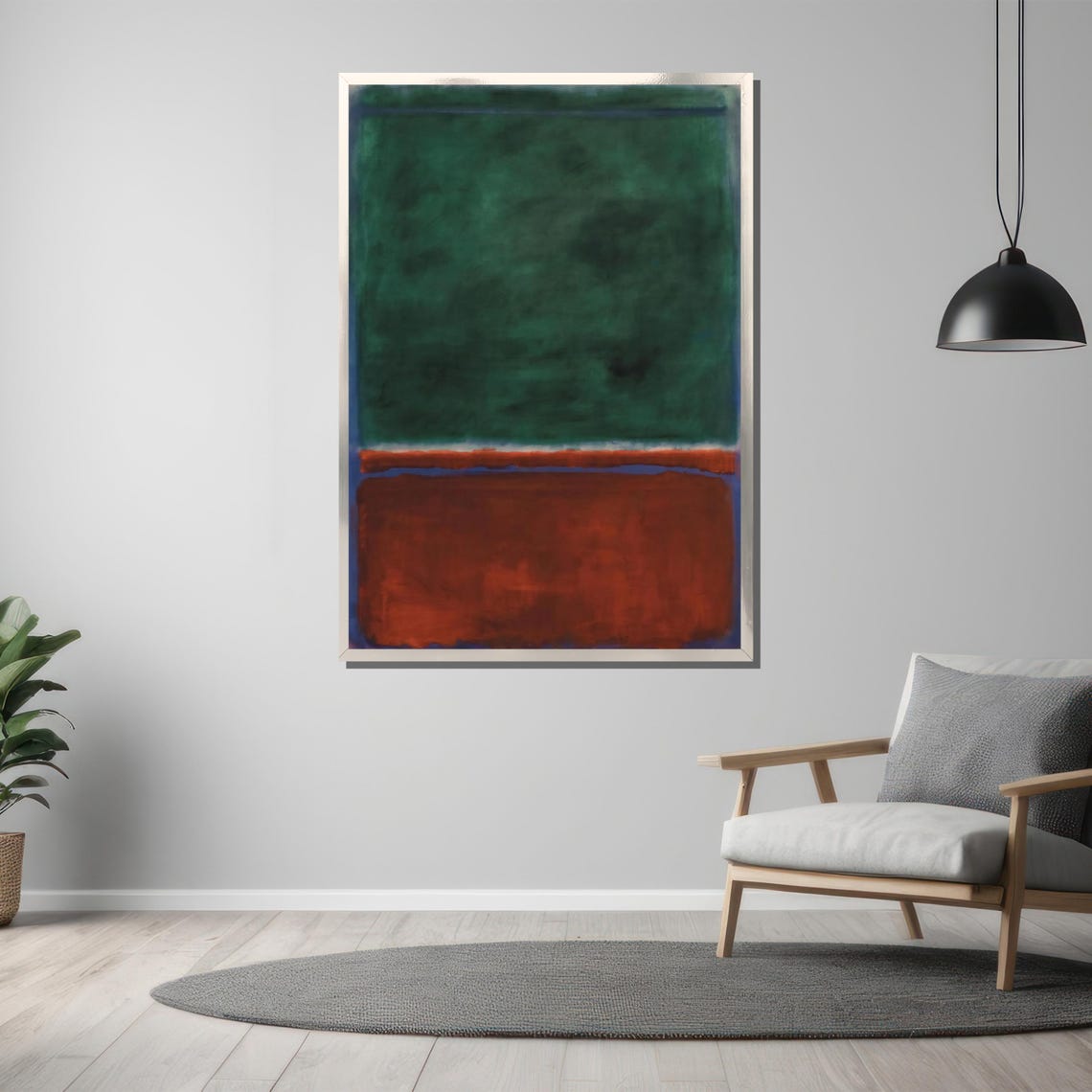 Rothko-Style Deep Green Maroon Color-Field Abstract Art Poster - Image 3