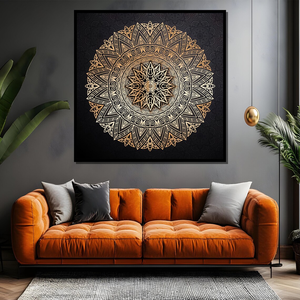 Intricate Gold Mandala on Black Geometric Spiritual Art Poster - Image 5