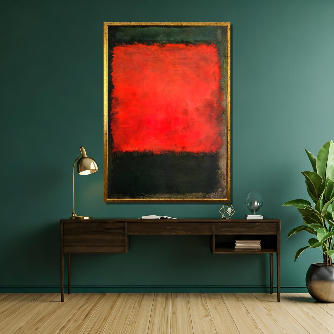 Bold Abstract Painting By Mark Rothkos Red And Deep Green Palette Vibrant Statement Art Gift For Modern Homes - Image 5