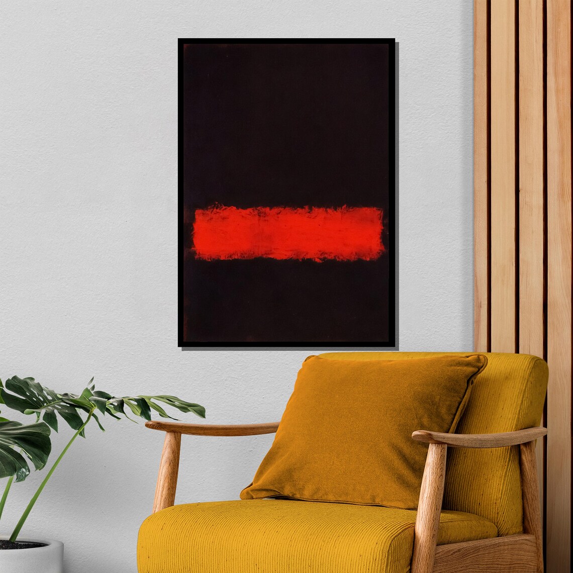 Mark Rothko Style Intense Red On Black Abstract Painting - Image 4