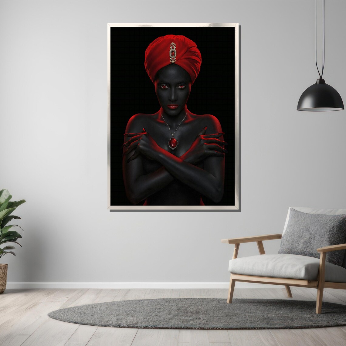 Mysterious Dark Woman In Red Turban With Jewel Gothic Art Poster - Image 3