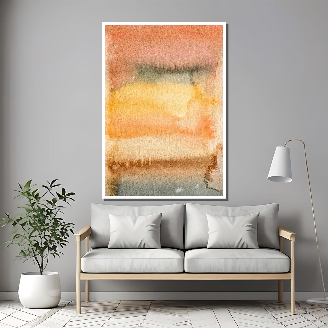 Warm Sunset Watercolor Wash Coral Amber Abstract Gradient Poster - Image 2