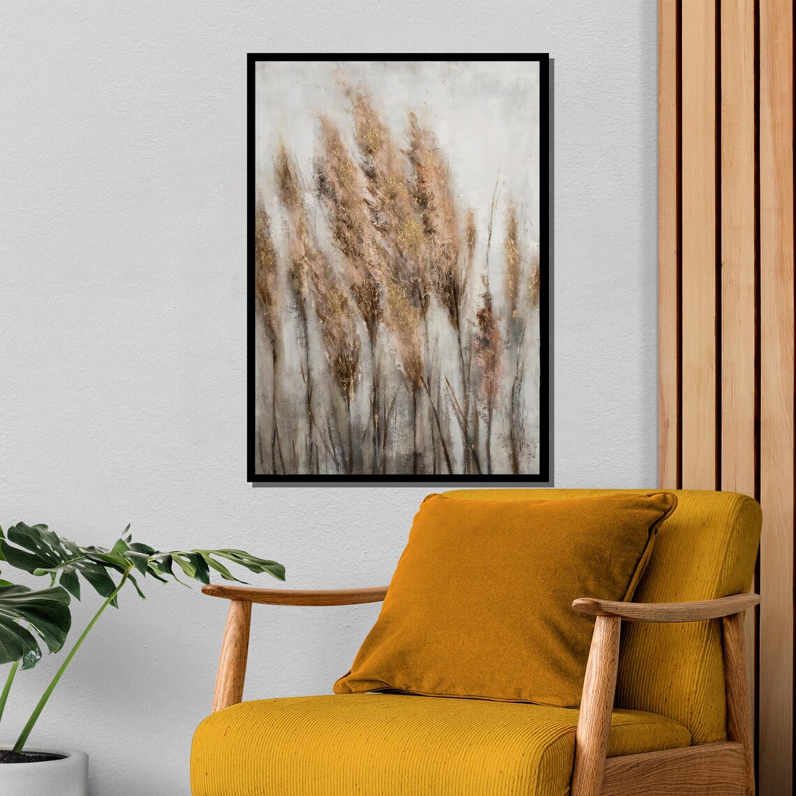 Elegant Pampas Grass Neutral Tones Botanical Painting Poster - Image 4