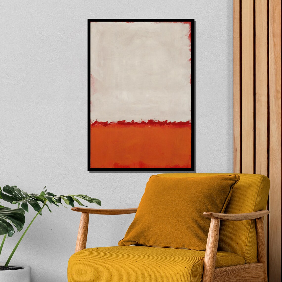 Mark Rothko White And Vibrant Orange Abstract Painting Striking Modern Art Gift For Minimalist Spaces - Image 4