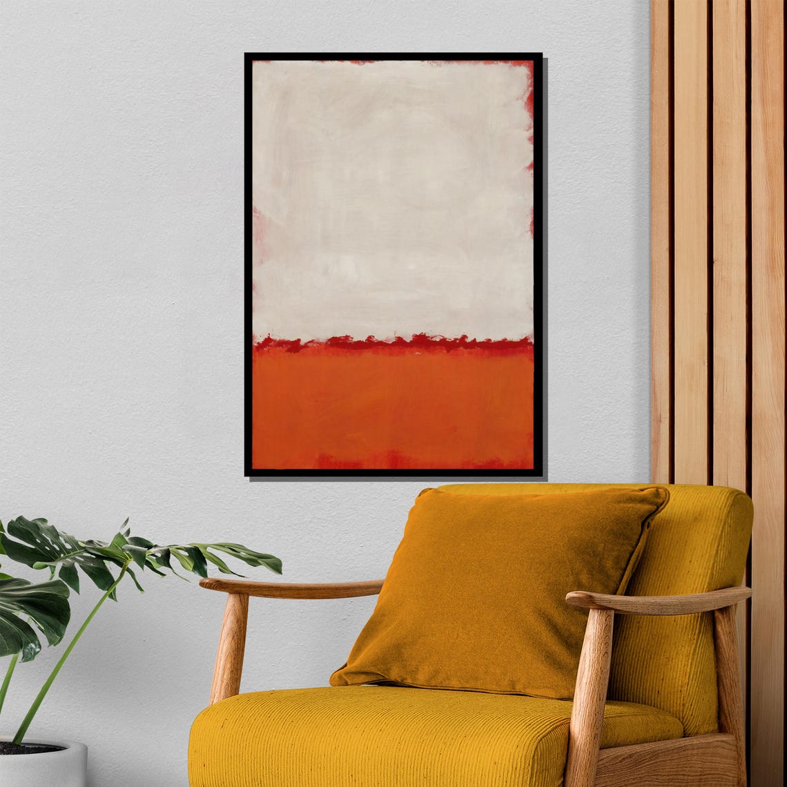 Rothko Style White And Vibrant Orange Color Field Abstract Poster - Image 4