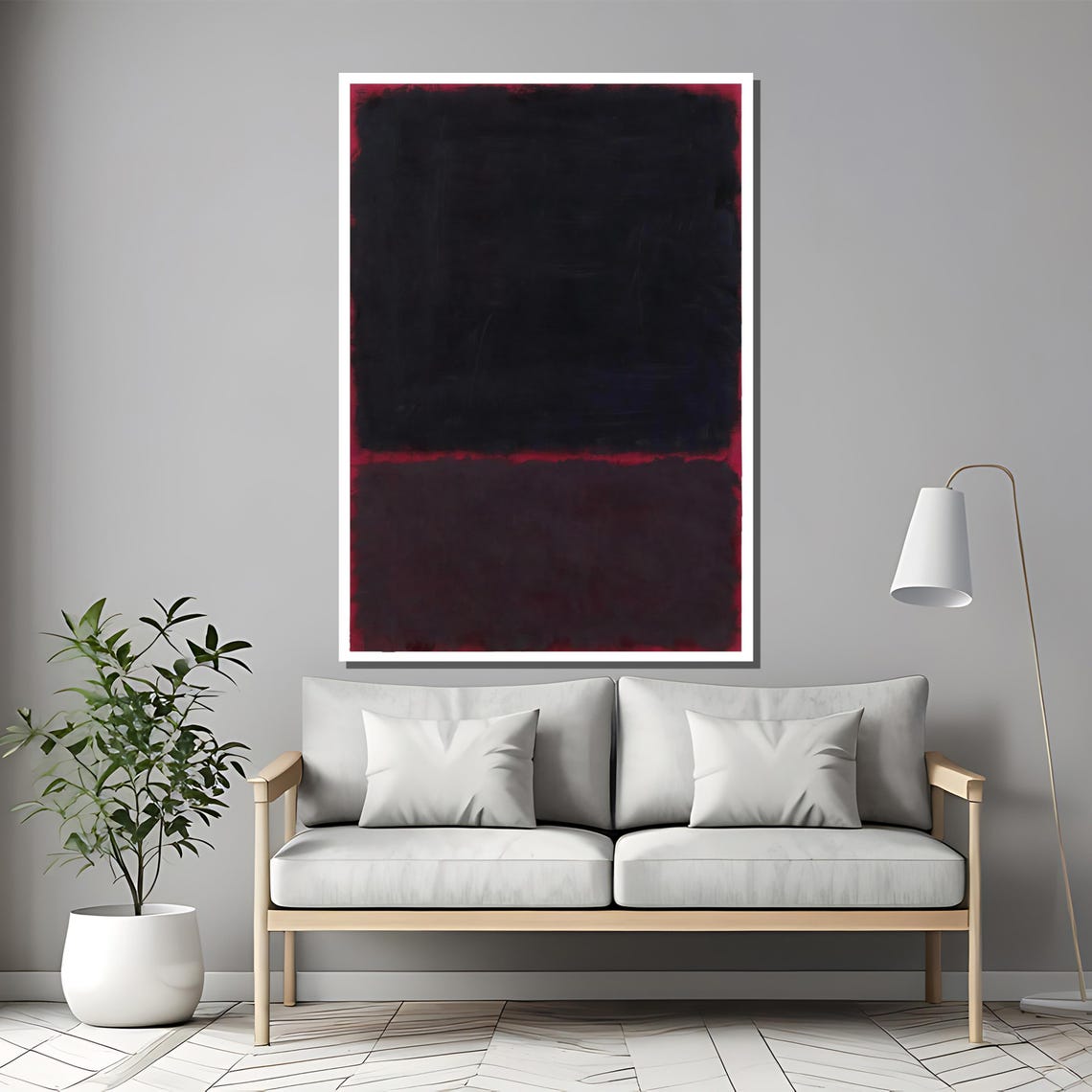 Rothko Style Black And Deep Burgundy Dramatic Color Field Poster - Image 2