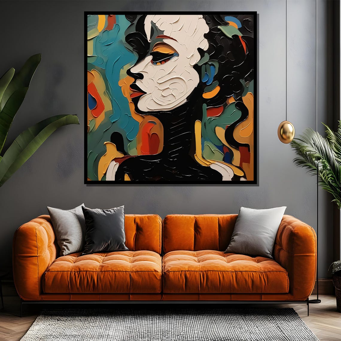 Colorful Abstract Woman Profile with Thick Impasto Strokes Poster - Image 4