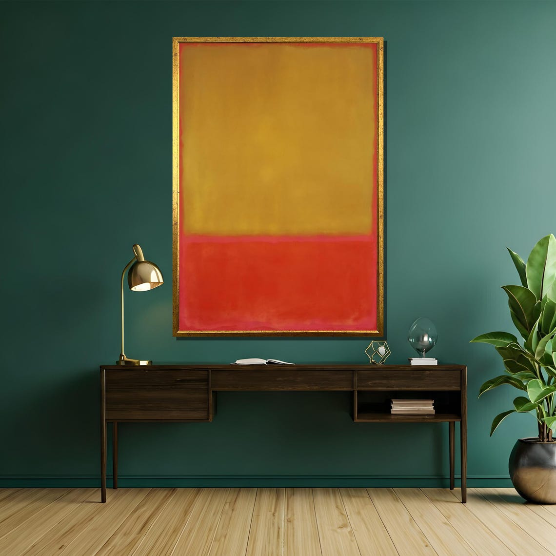 Rothko Style Golden Yellow And Deep Red Color Field Abstract Poster - Image 5