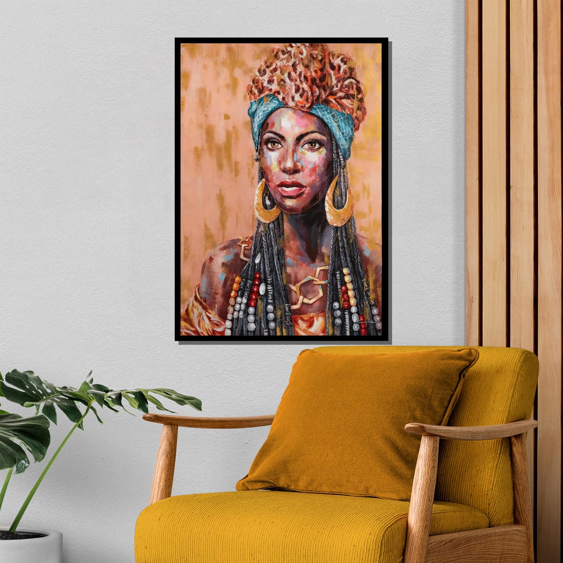 Tribal Woman In Leopard Headwrap And Turquoise Scarf Art Poster - Image 4