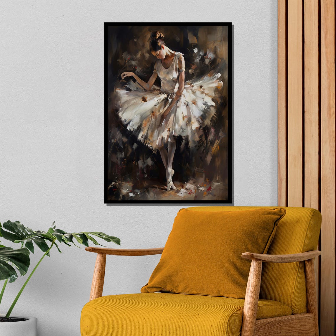 Ballerina in White Tutu Warm Impressionist Dance Painting Poster - Image 4