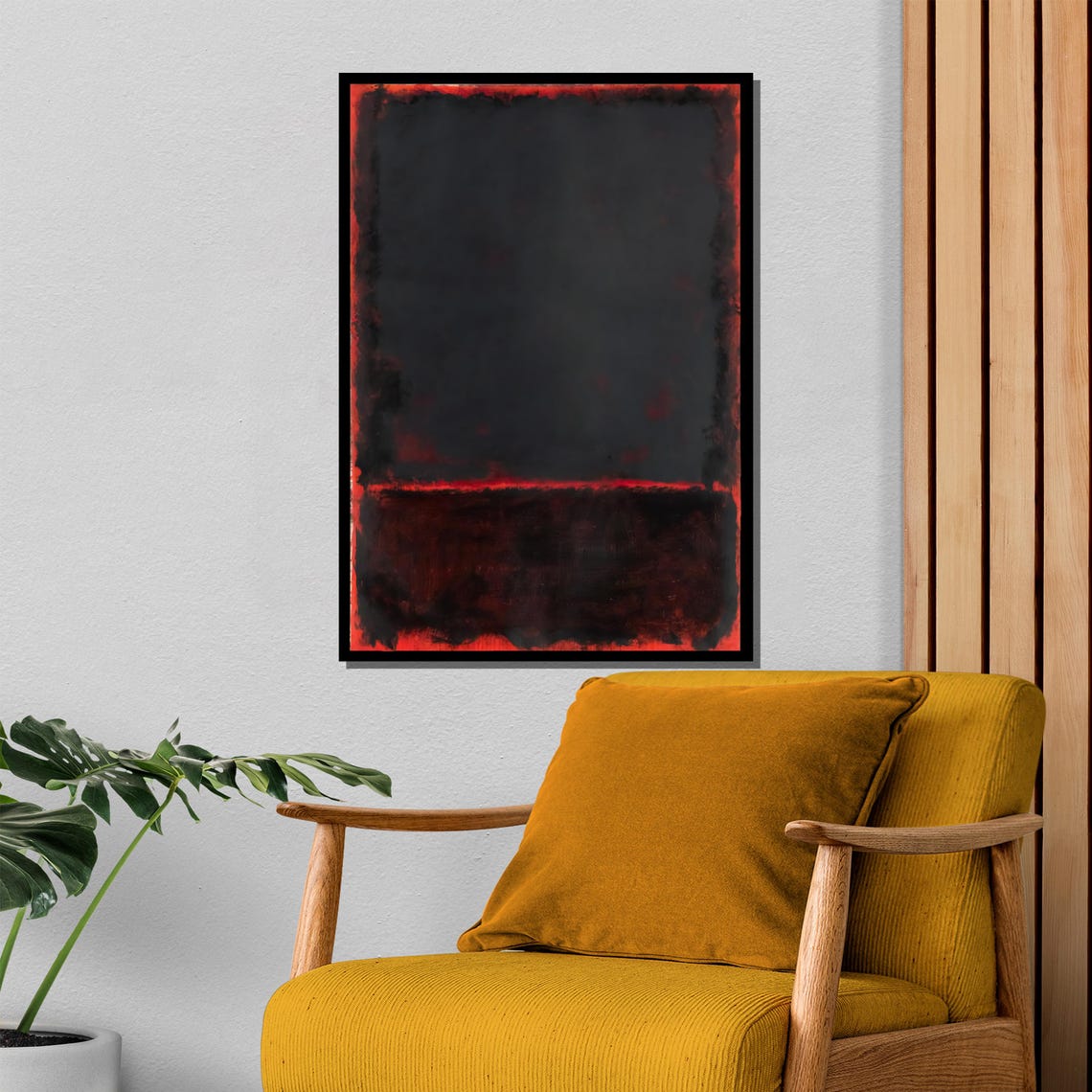 Rothko-Style Dark Red Black Moody Color-Field Abstract Poster - Image 4