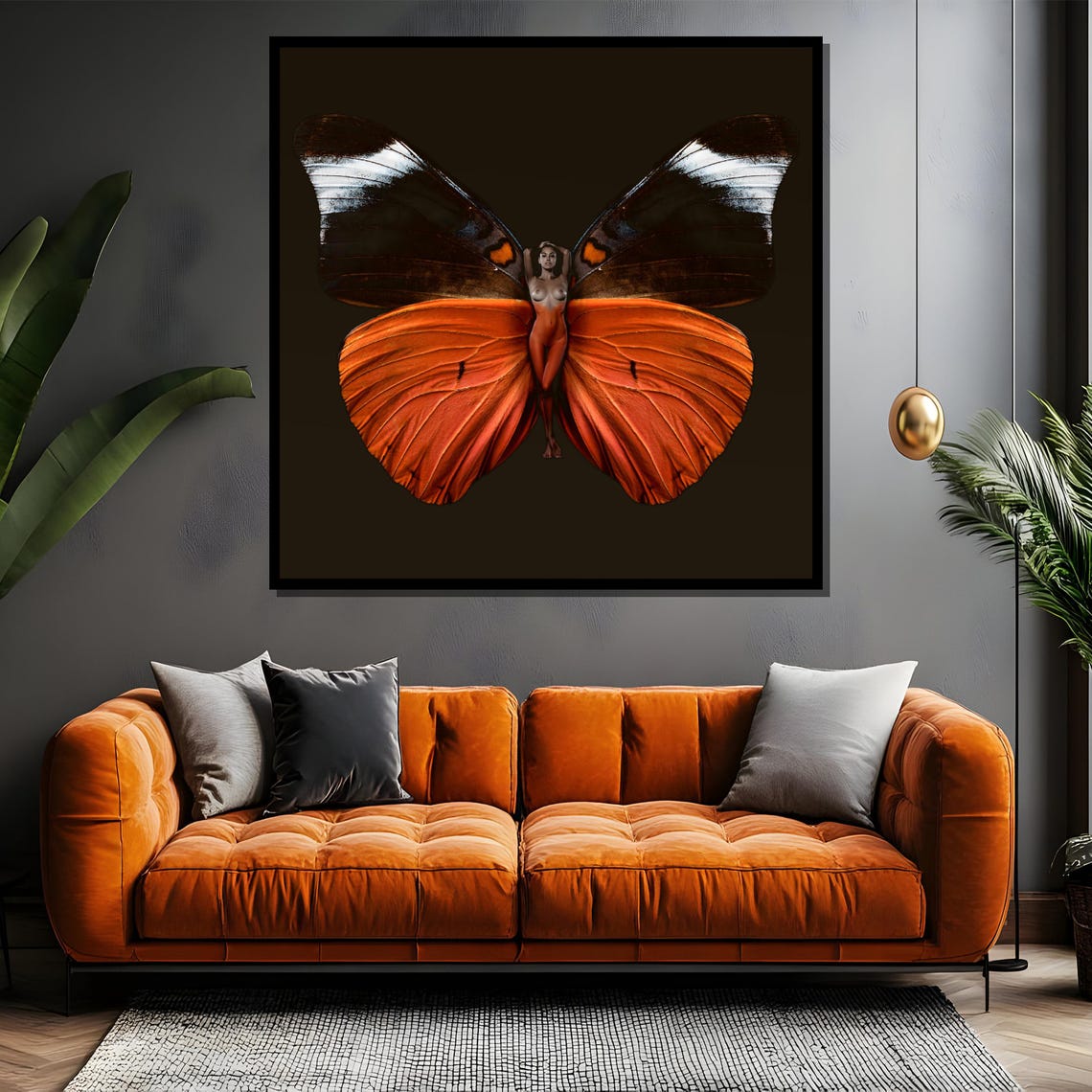 Surreal Butterfly Woman Painting Unique Wall Art Gift For Modern Home Decor Nature Inspired Artistic Expression - Image 4