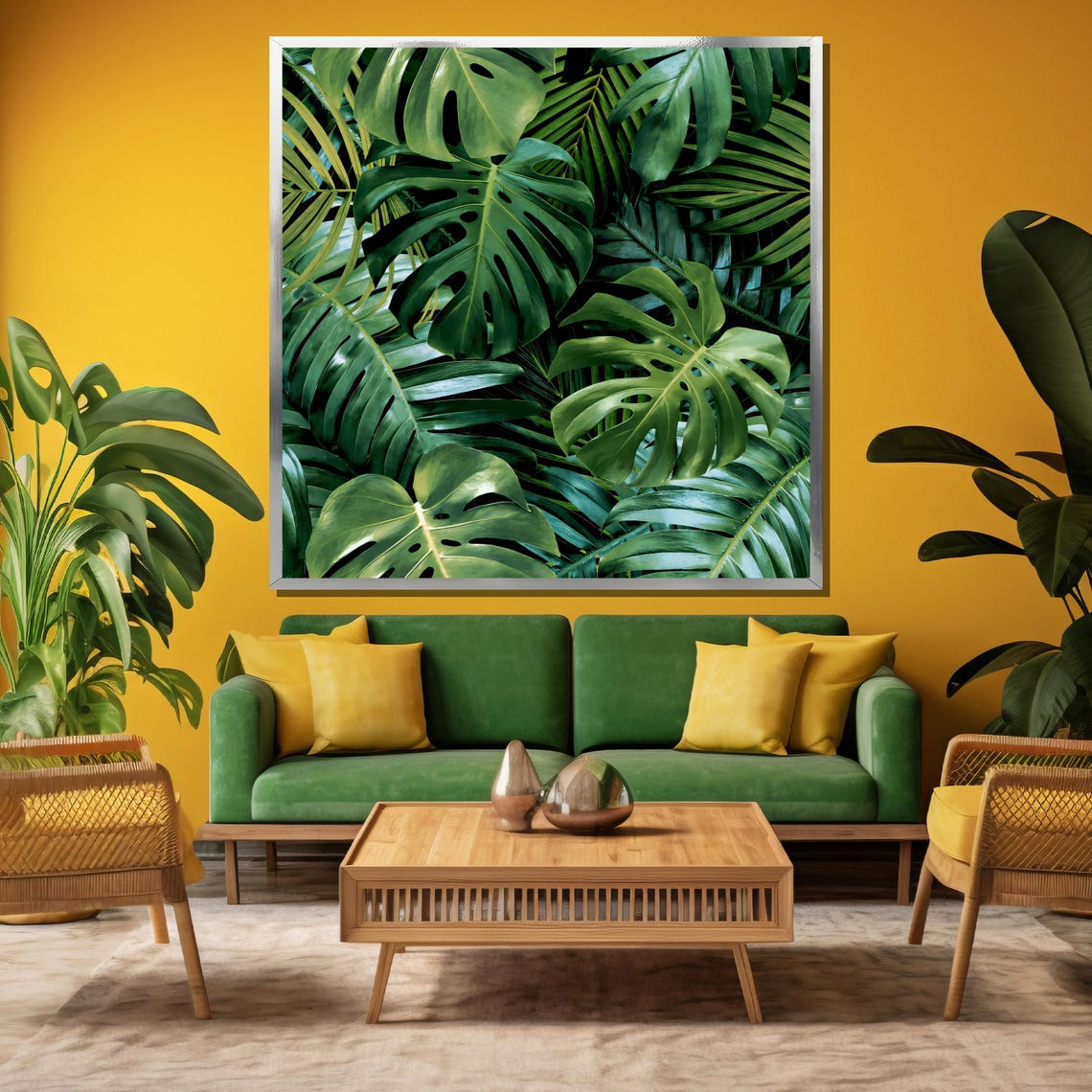 Lush Green Tropical Monstera Leaves Dense Jungle Wall Poster - Image 3