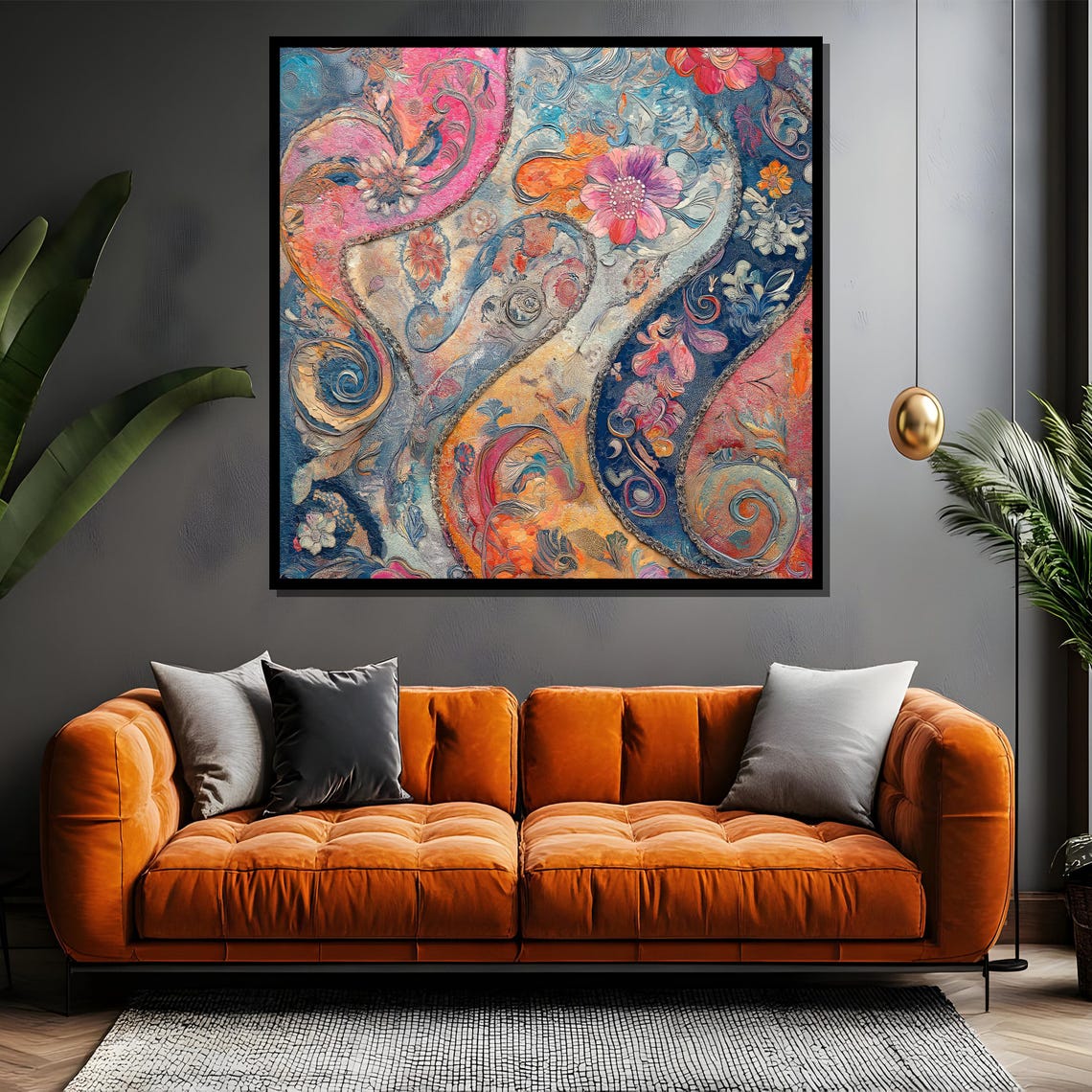 Colorful Floral Abstract Paisley Textured Bohemian Art Poster - Image 4