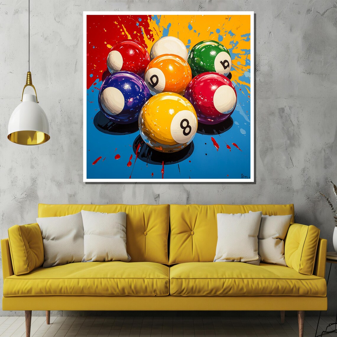 Pop Art Billiards Pool Ball Poster, Game Room - Image 2