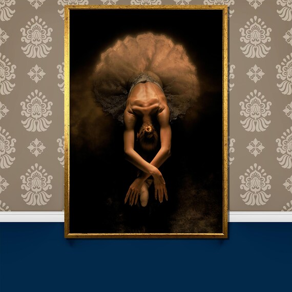 Bowing Ballerina With Golden Dandelion Halo Deep Dark Art Poster