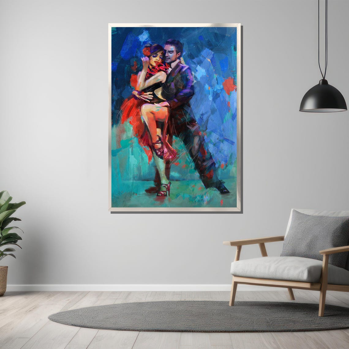 Passionate Tango Dance Painting Romantic Couple Wall Art Gift Vibrant Dance Themed Artwork For Elegant Home Decor - Image 3