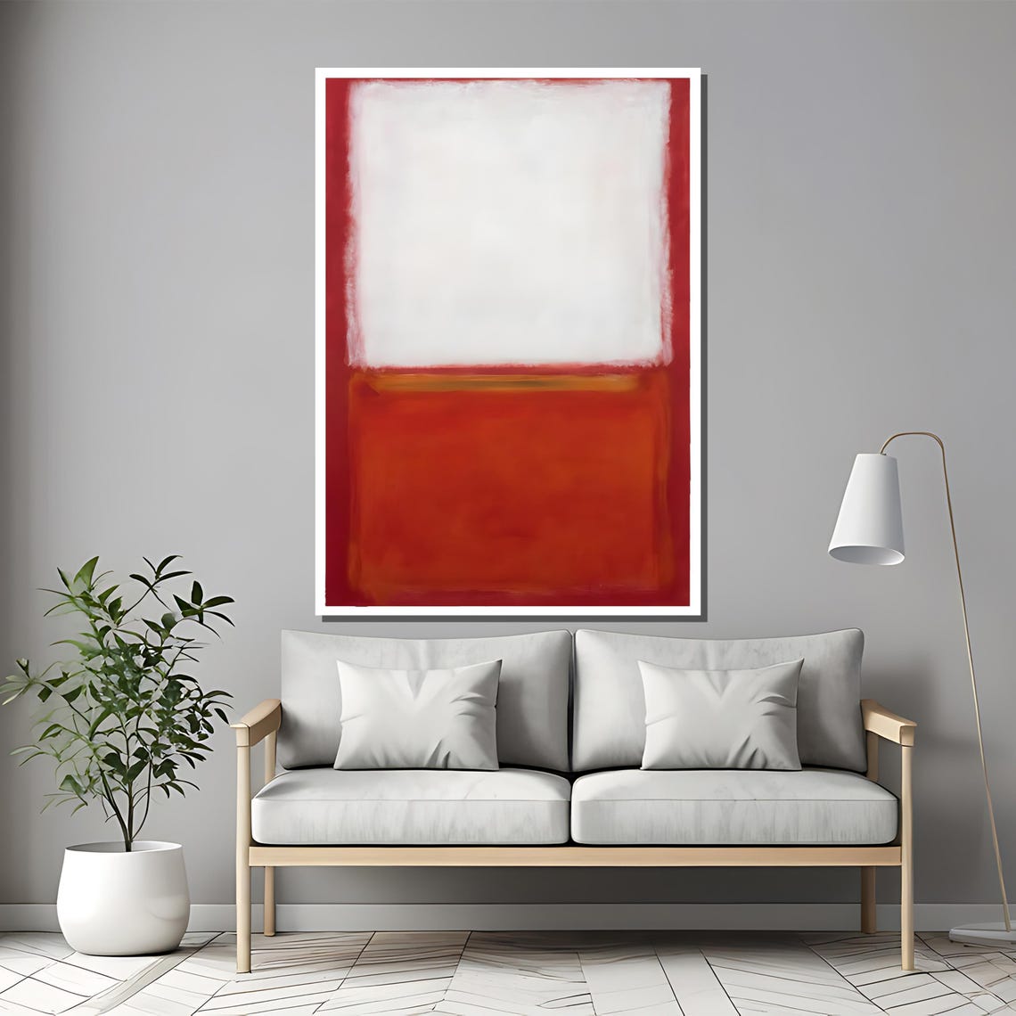 Rothko Style Red And White Color Field Abstract Painting Poster - Image 2