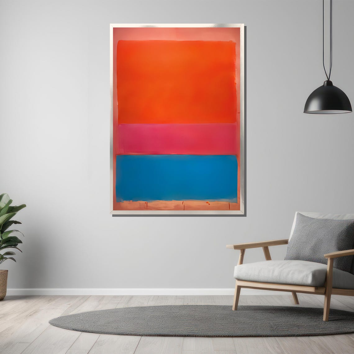 Bold Orange Pink And Sky Blue Joyful Color Band Abstract Poster - Image 3