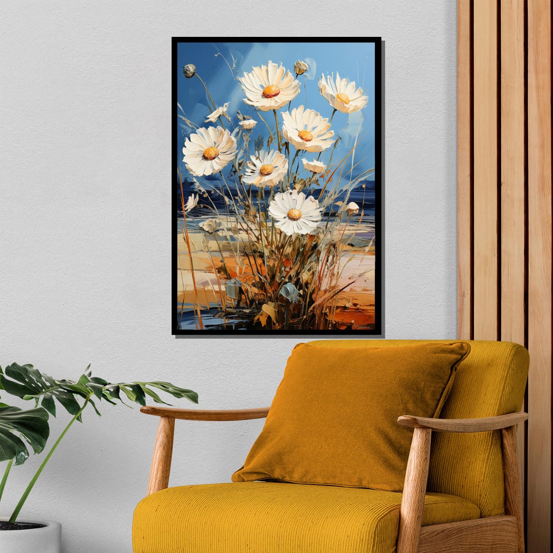 White Daisies by the Sea Under a Bright Blue Summer Sky Poster - Image 4