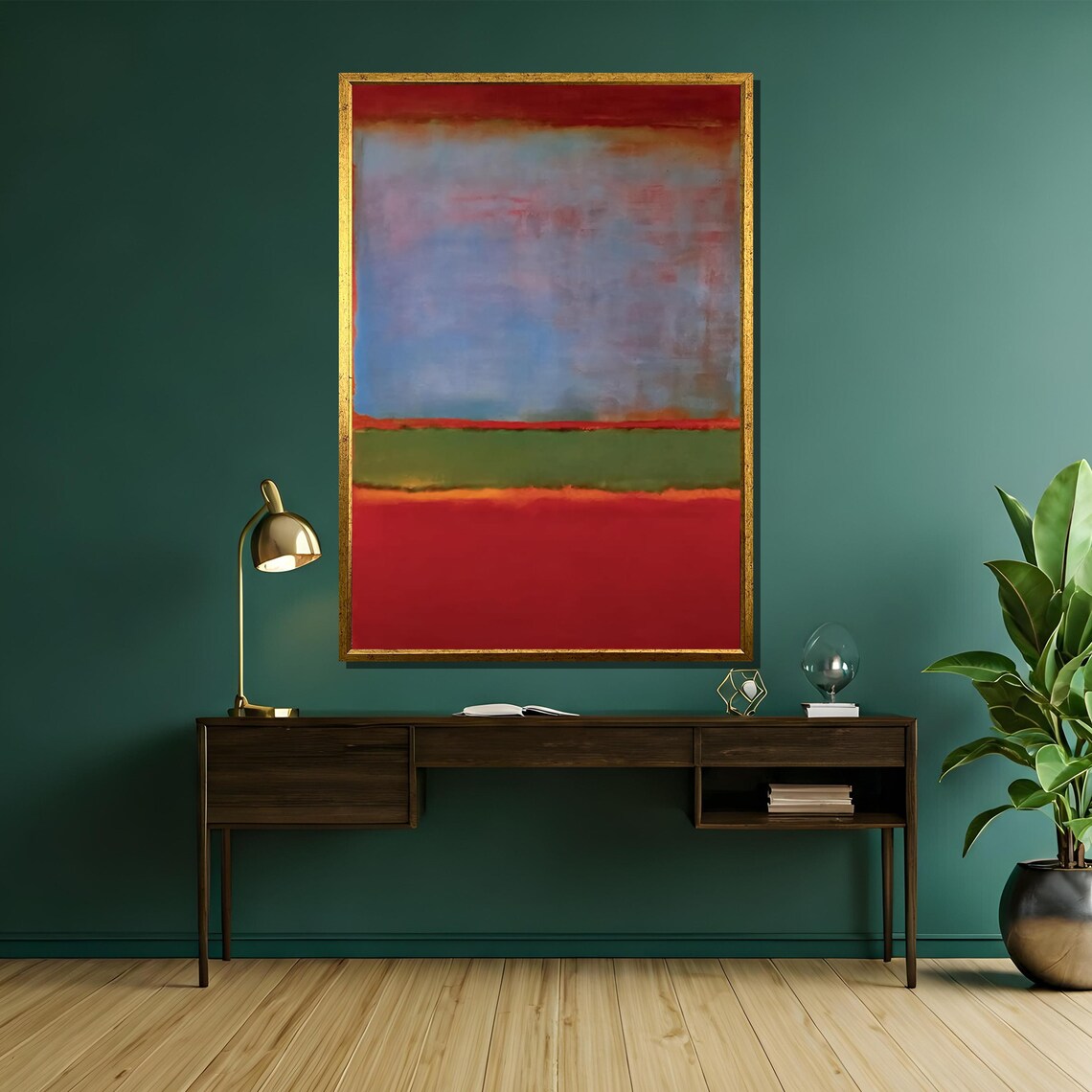 Vibrant Blue, Red and Green Abstract Wall Art Print - Image 5