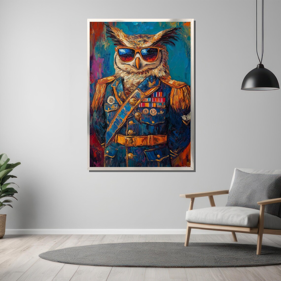 Cool Owl Officer in Sunglasses and a Decorated Military Uniform Poster - Image 3