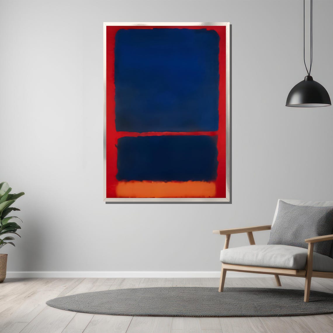 Rothko Style Deep Blue And Vibrant Red Color Field Abstract Poster - Image 3
