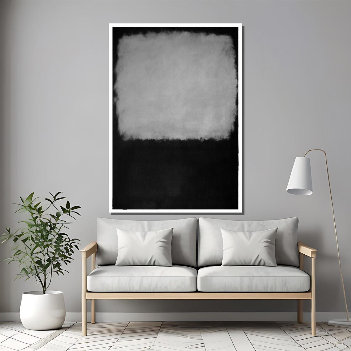 Rothko Style Black And White Minimalist Color Field Abstract Poster - Image 2