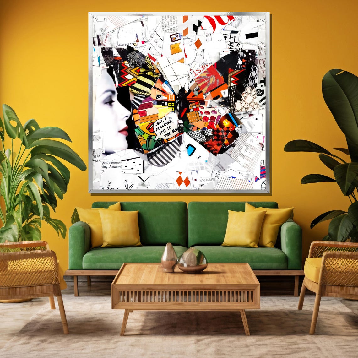 Abstract Butterfly Collage Painting Modern Wall Art For Contemporary Home Decor And Unique Gift Ideas - Image 3