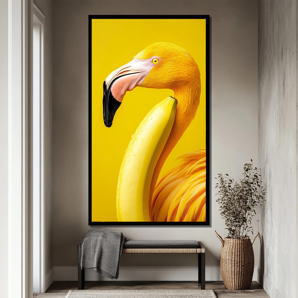 Banana Bird Surreal Yellow Flamingo Pop Art Quirky Fruit Poster - Image 4