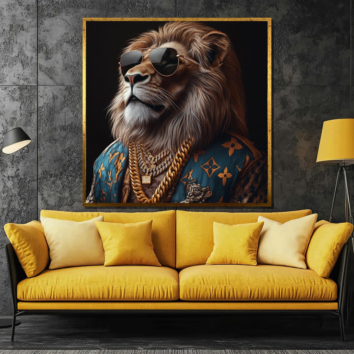 Cool Lion Wearing Sunglasses And Gold Chains In Style Poster