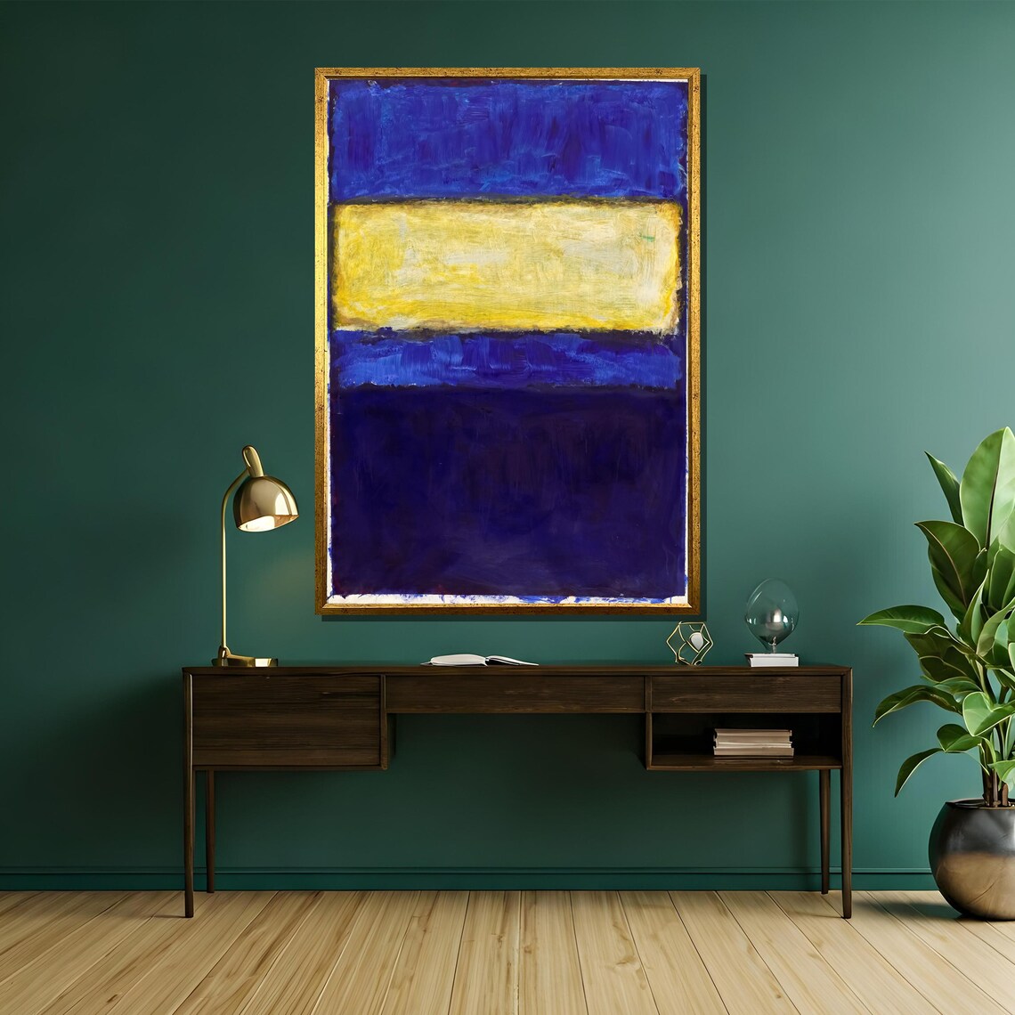 Deep Royal Blue and Golden Yellow Color Field Rothko Inspired Poster - Image 5