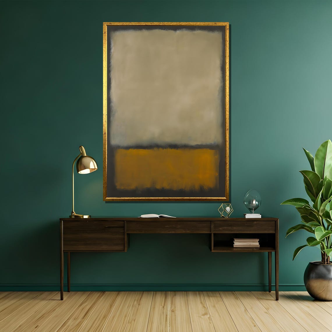 Warm Grey And Mustard Yellow Earthy Minimalist Abstract Art Poster - Image 5