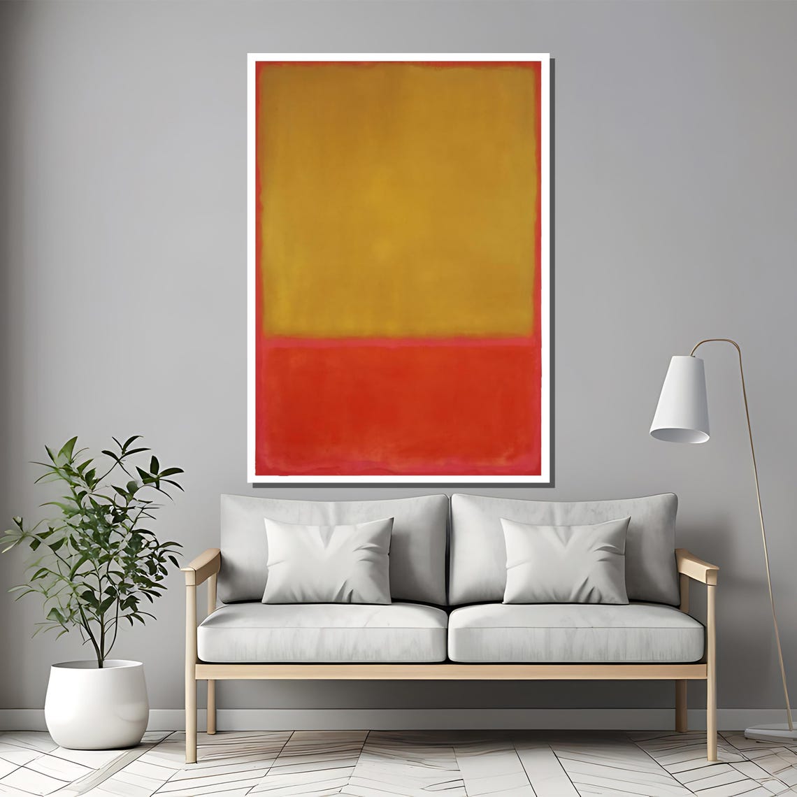 Rothko Style Golden Yellow And Deep Red Color Field Abstract Poster - Image 2
