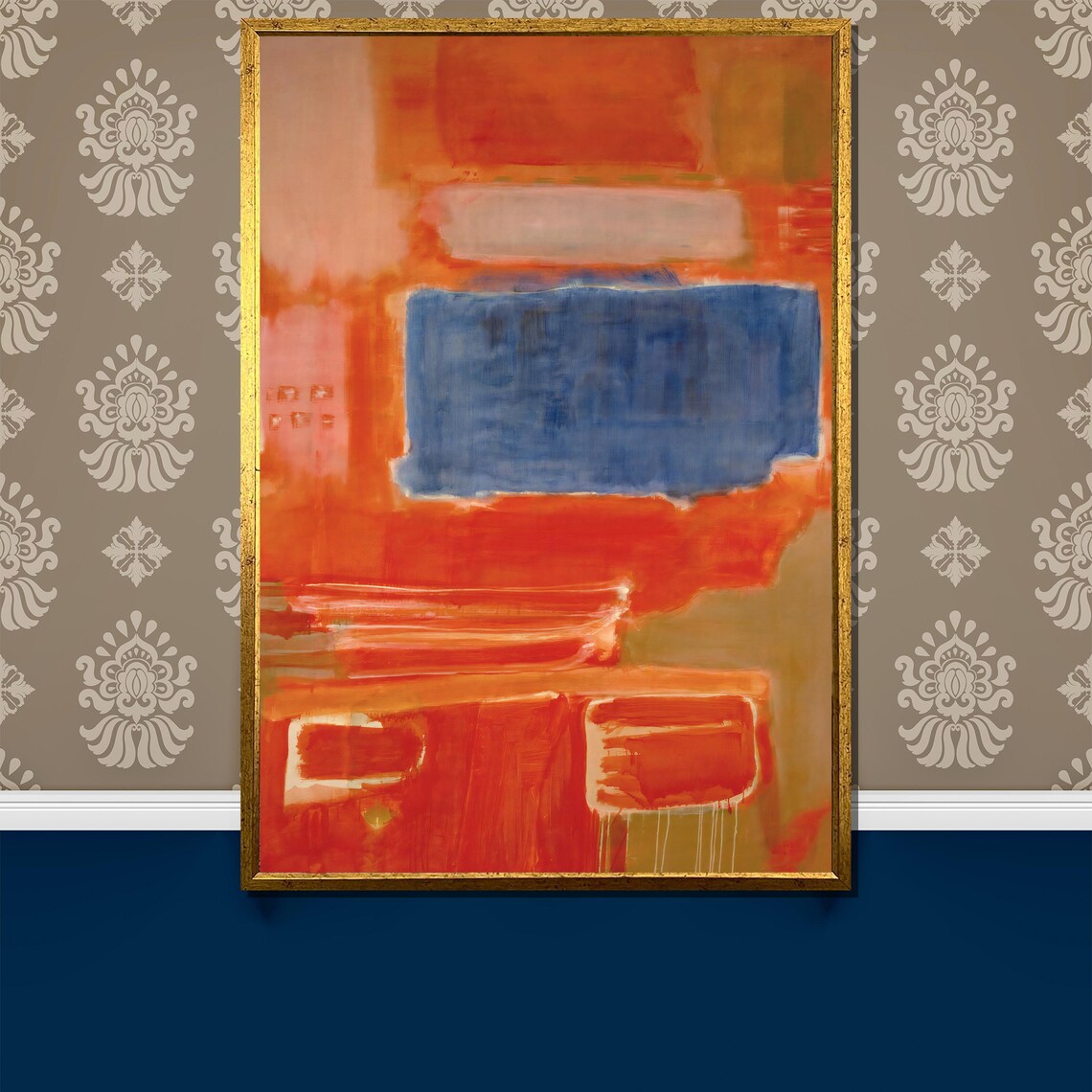 Vibrant Abstract Orange And Blue Painting Unique Artistic Gift For Modern Home Decor Lovers