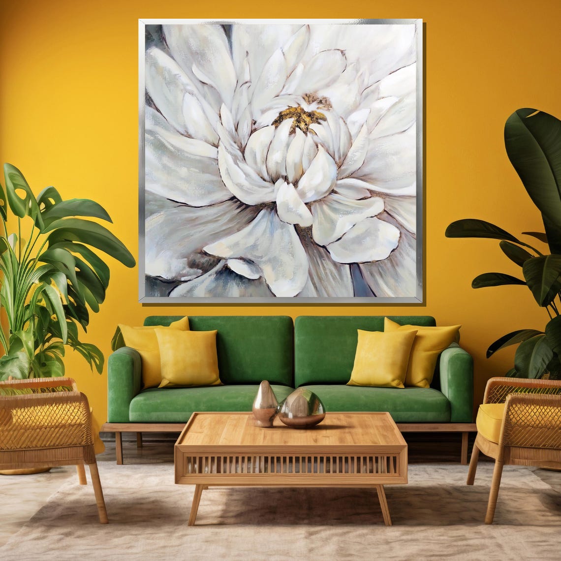 Elegant White Peony Bloom Close-Up Botanical Painting Poster - Image 3