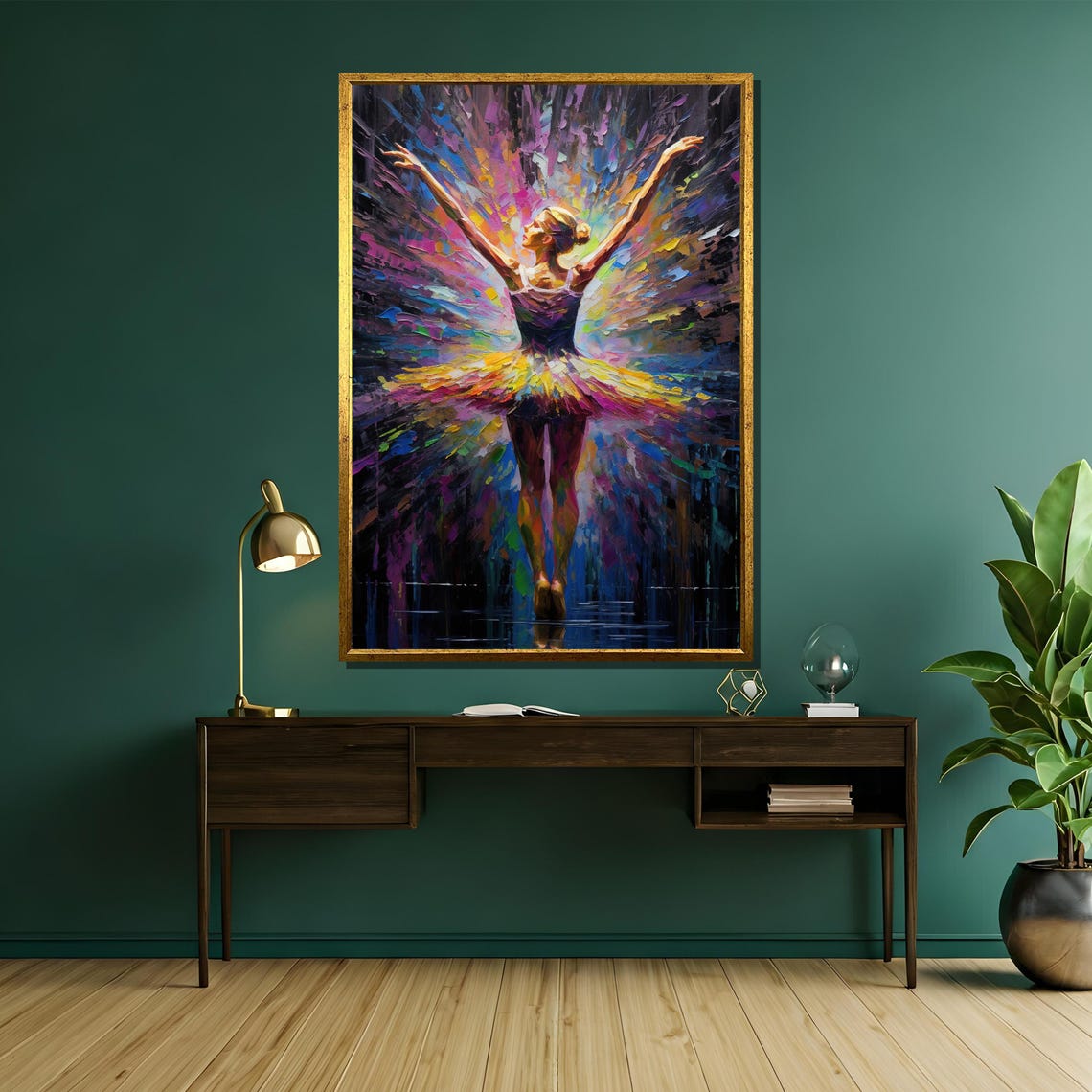 Ballerina from Behind with Rainbow Impasto Tutu Joyful Art Poster - Image 5