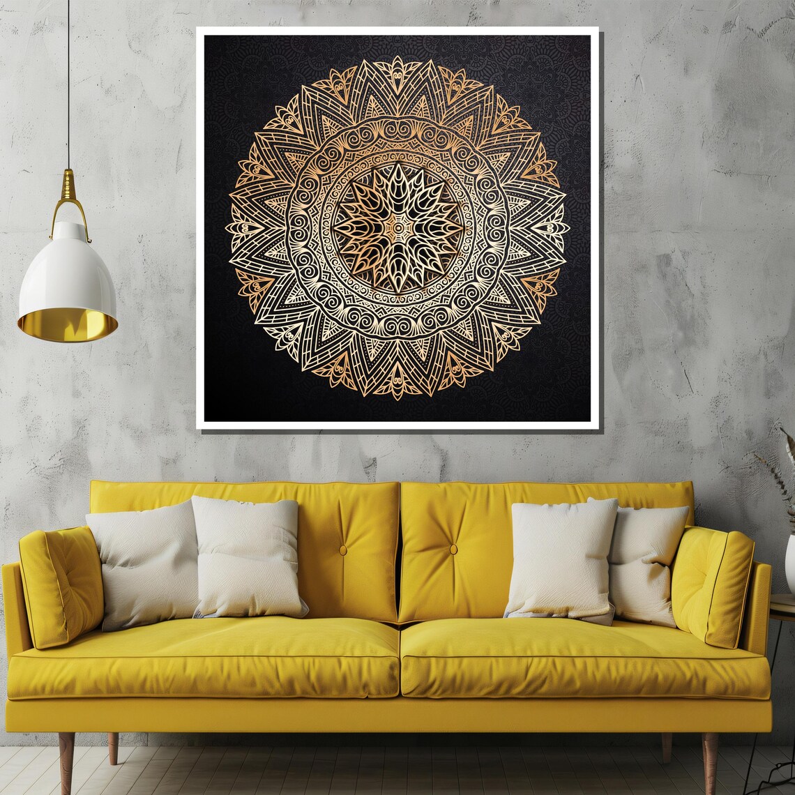 Intricate Gold Mandala on Black Geometric Spiritual Art Poster - Image 3