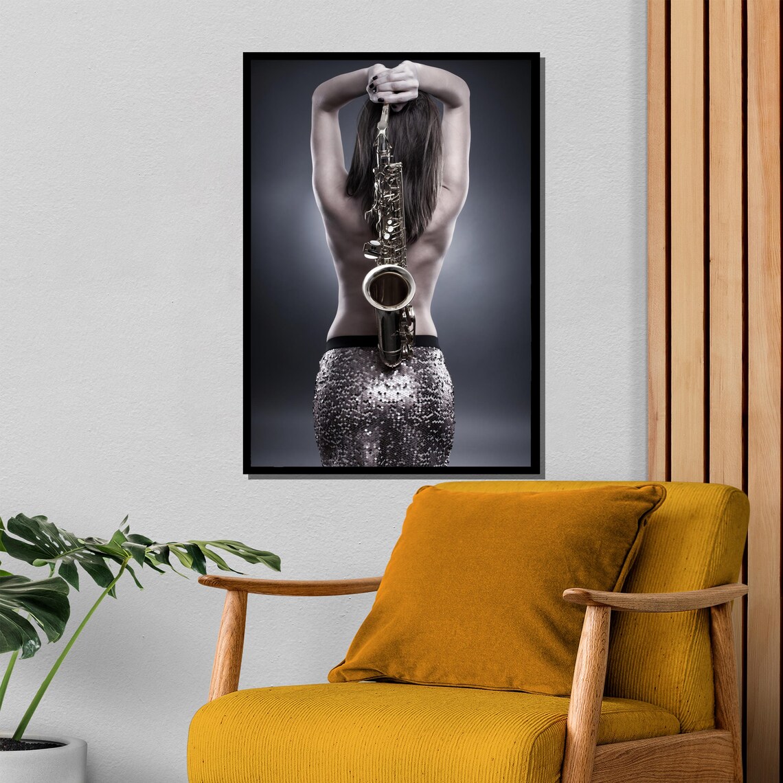 Woman Holding Saxophone Overhead Music Tribute Art Decor Poster - Image 4