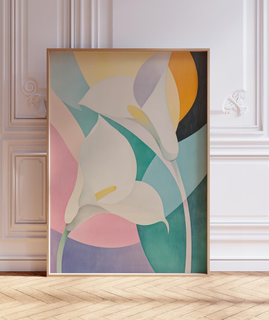 Abstract Soft Pastel Calla Lily Floral Botanical Painting Poster