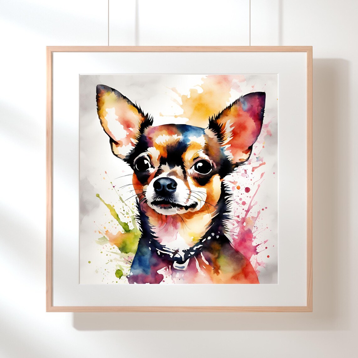 Colorful Watercolor Chihuahua Portrait Splash Art Dog Lover Poster