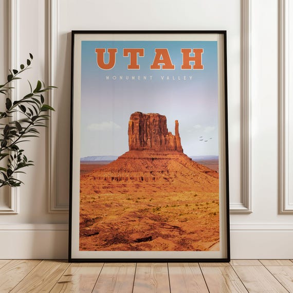 Utah Travel Poster, Provo and Salt Lake City Map