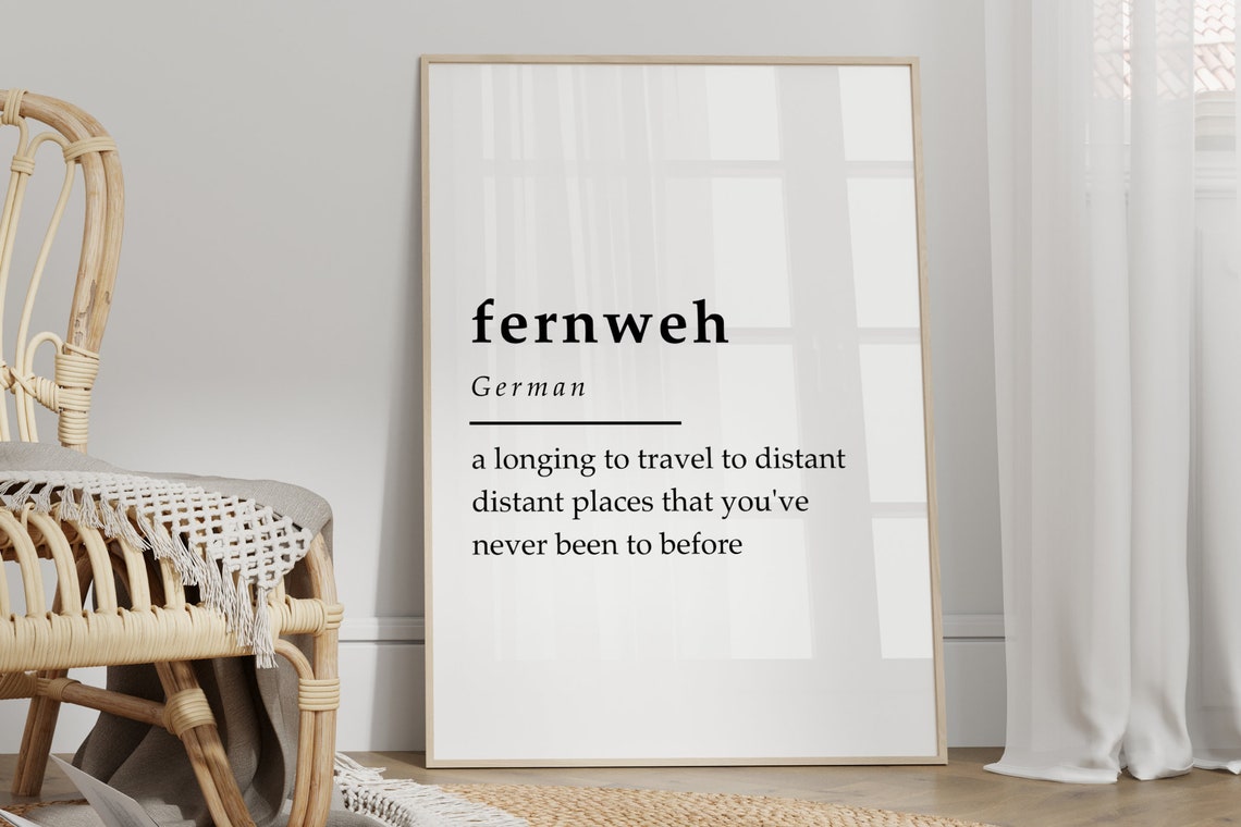 Fernweh German Word Definition Wanderlust Quote Minimalist Poster