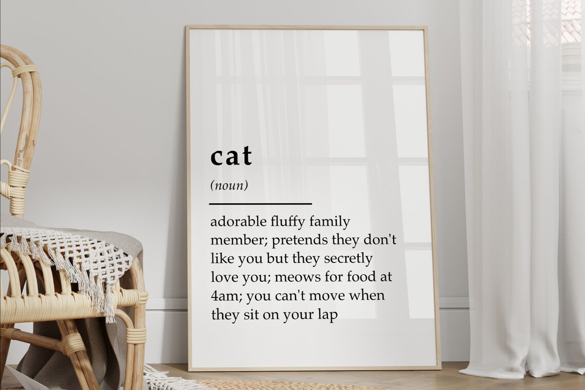 Cat Definition Quote Print, Gift for Cat Lovers