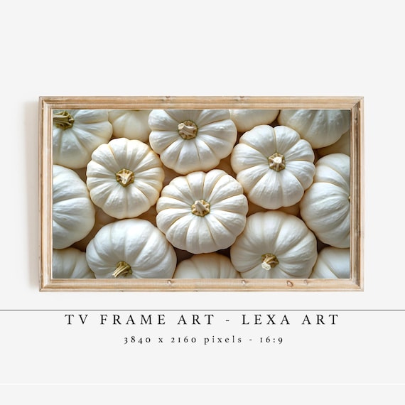 White Pumpkin Tv Frame Art Fall Harvest Samsung Autumn Decor Rustic Farmhouse Wall Cozy Artwork