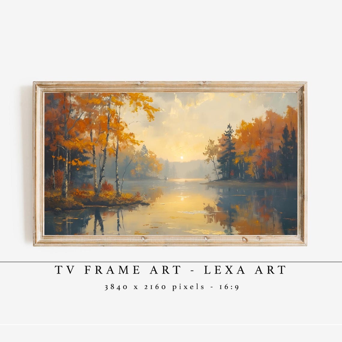 Autumn Lake Sunset Golden Trees Mirror Reflection Landscape Poster