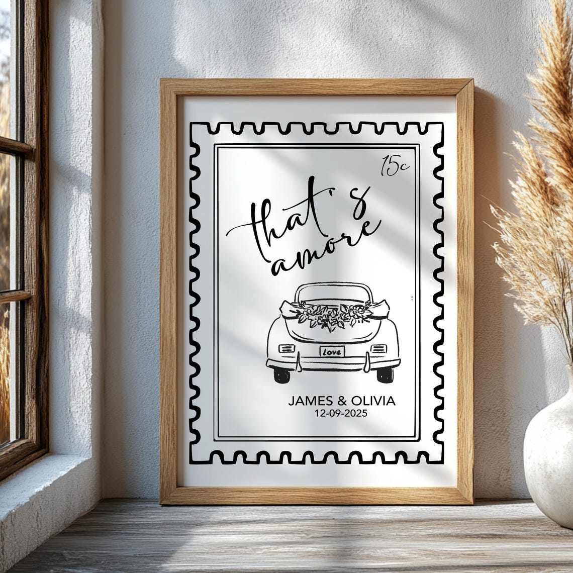 Personalized Thats Amore Wedding Poster Vintage Car Stamp Design