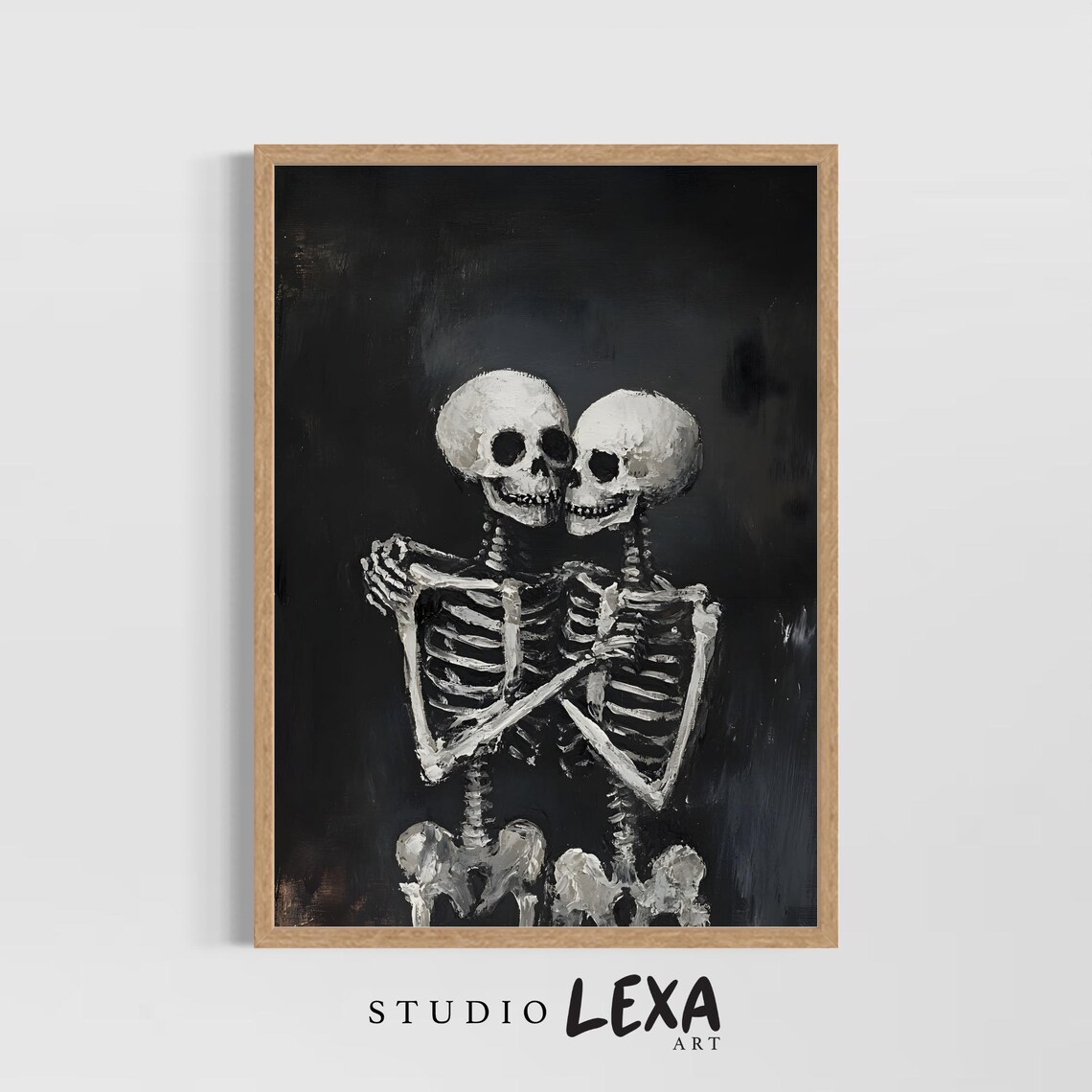 Couple Skeleton Gothic Halloween Love Art Print
